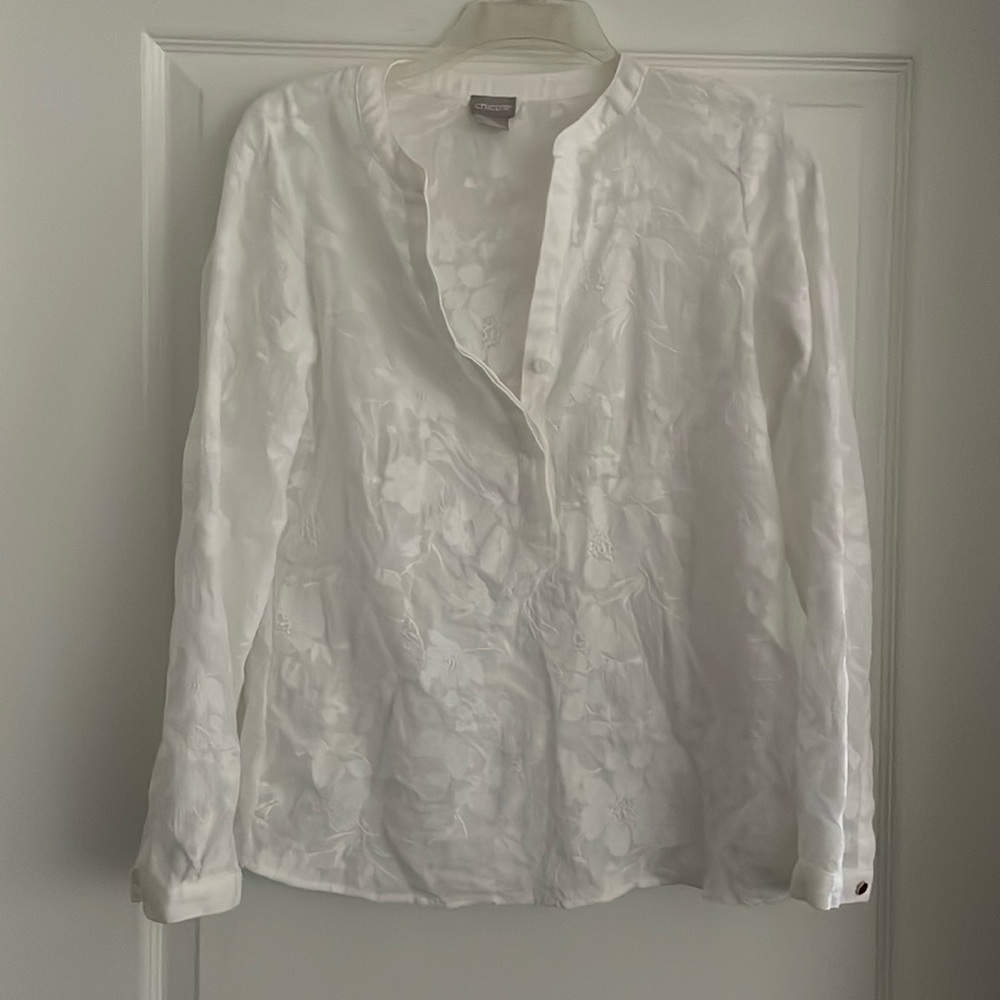 Chico’s White Floral Shirt
